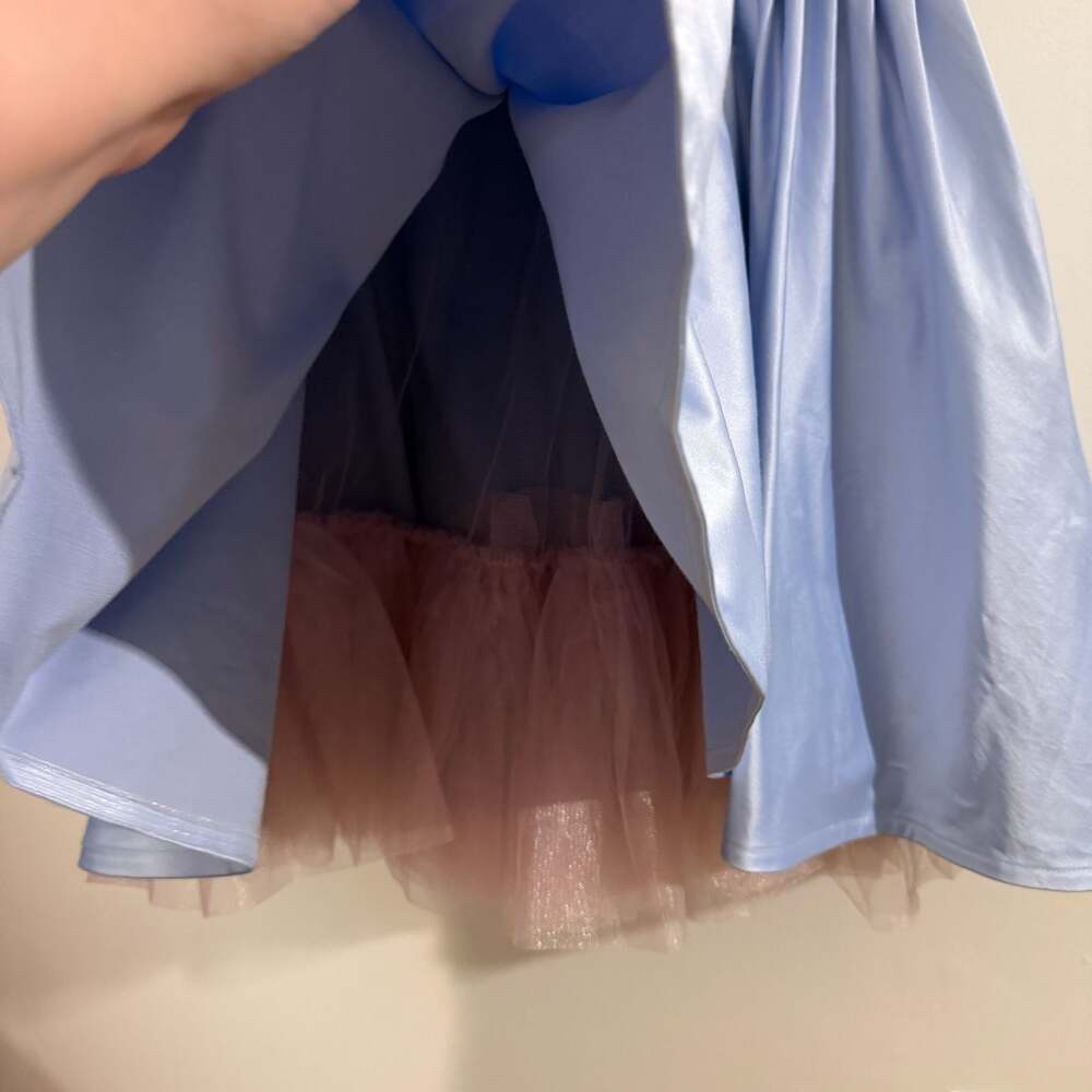 y2k betsey johnson blue satin pink tulle cocktail dress size 8 - Picture 7 of 10
